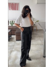 PANTALON SIMILI CUIR KAKI