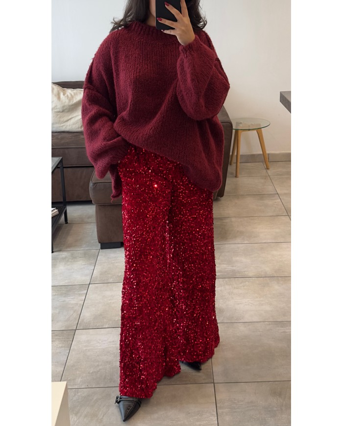 PANTALON SEQUIN ROUGE