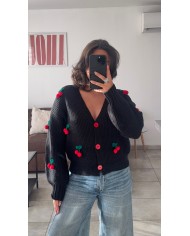 CARDIGAN CERISES NOIR