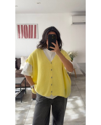 GILET MOHAIR JAUNE