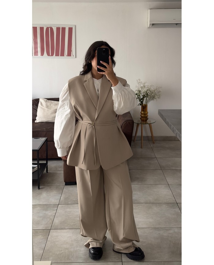 BLAZER SANS MANCHES TAUPE