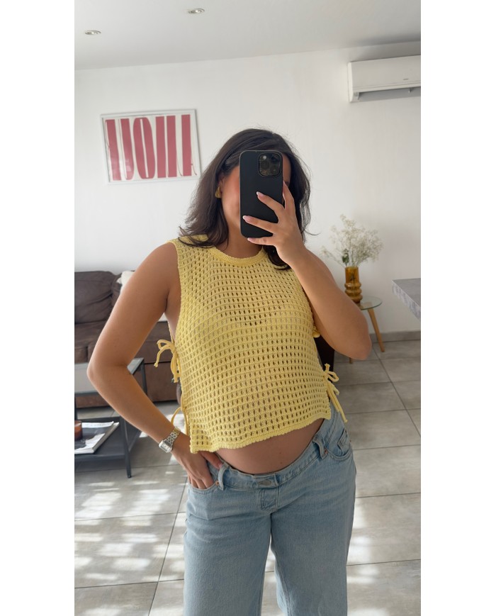 TOP EN MAILLE JAUNE