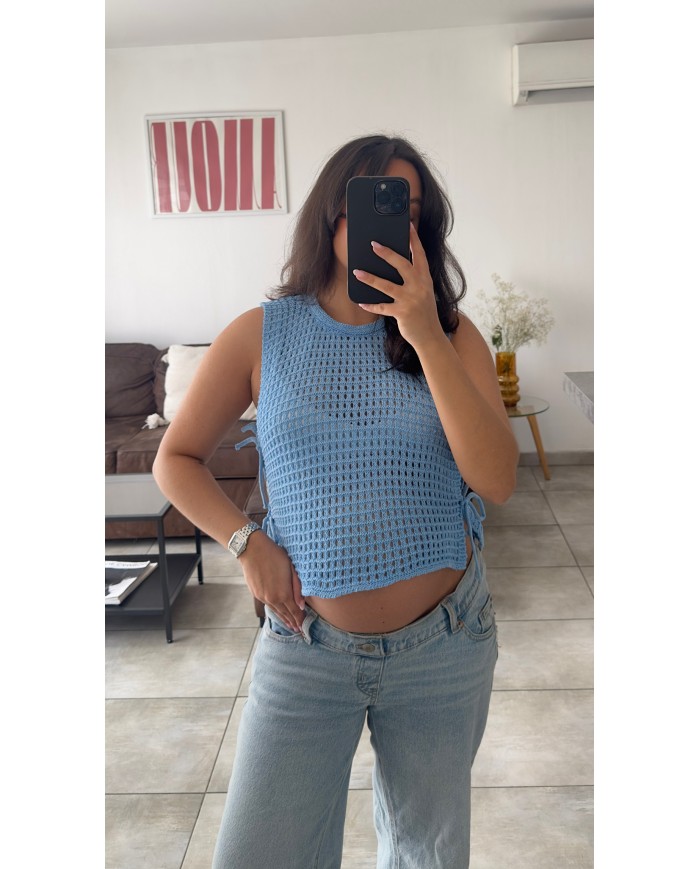 TOP EN MAILLE BLEU