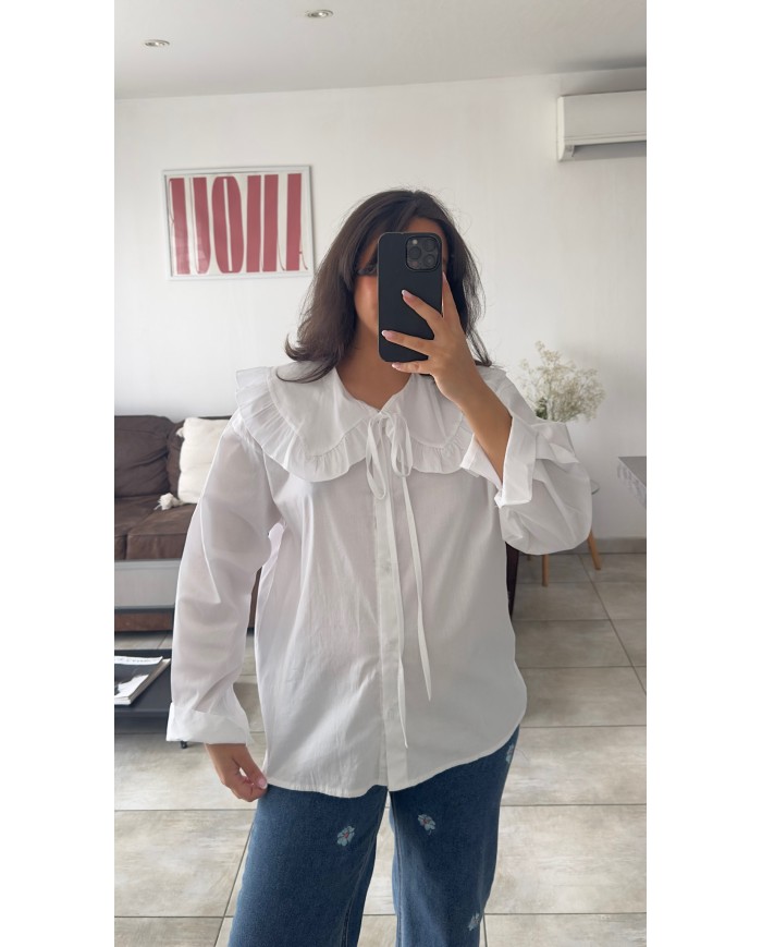CHEMISE BLANCHE COL CLAUDINE