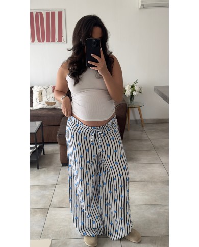 PANTALON GAZE DE COTON BLEU