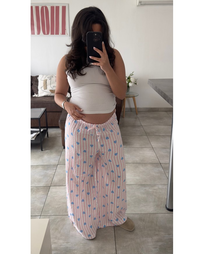 PANTALON GAZE DE COTON ROSE