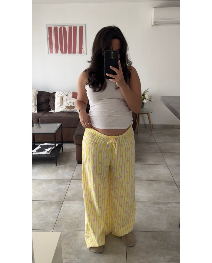 PANTALON GAZE DE COTON JAUNE