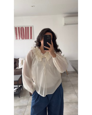 CHEMISE VOLANT ÉCRU