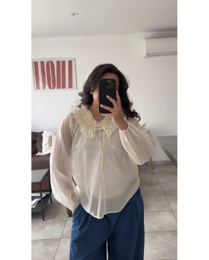 CHEMISE VOLANT ÉCRU