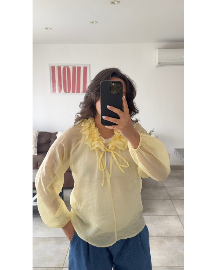 CHEMISE VOLANT JAUNE