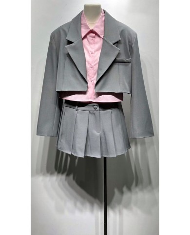BLAZER CHEMISE ENSEMBLE CUTE GRIS
