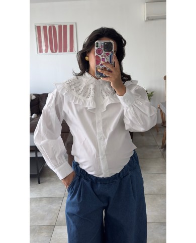 CHEMISE BLANCHE COL CLAUDINE