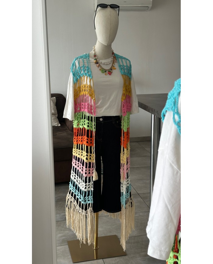 GILET MACRAMÉ PASTEL