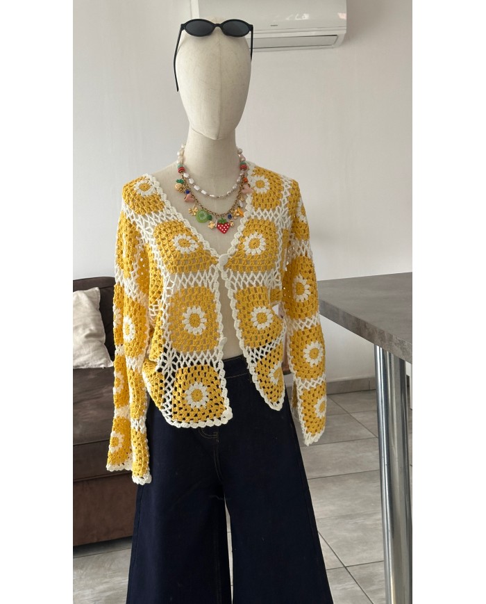 GILET CROCHETS JAUNE