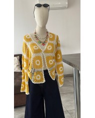 GILET CROCHETS ROSE