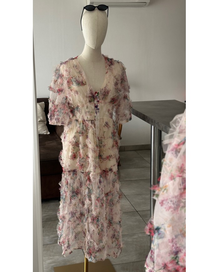 ROBE LONGUE EN TULLE ROSE PÂLE