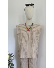 BLOUSE ENSEMBLE EN LIN BEIGE