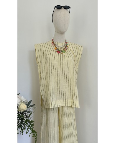 BLOUSE ENSEMBLE EN LIN JAUNE