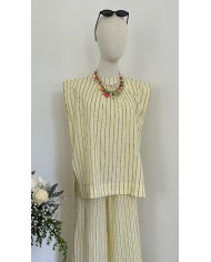 PANTALON ENSEMBLE LIN JAUNE
