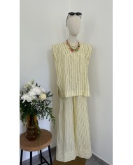 PANTALON ENSEMBLE LIN JAUNE