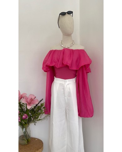TOP COL BATEAU FUCSHIA