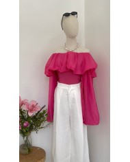 TOP COL BATEAU FUCSHIA