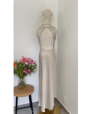 ROBE SATIN DOS NU NUDE