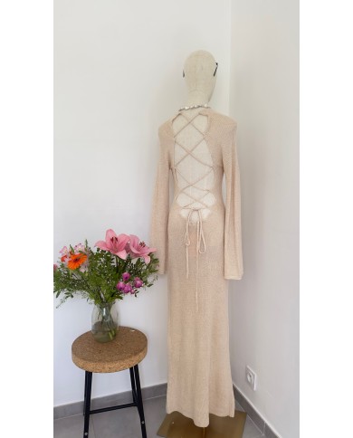 ROBE LONGUE EN MAILLE BEIGE