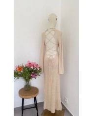 ROBE LONGUE EN MAILLE BEIGE