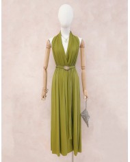 ROBE LONGUE EN MAILLE JAUNE