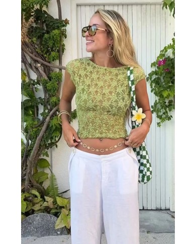 TOP EN DENTELLE GREEN