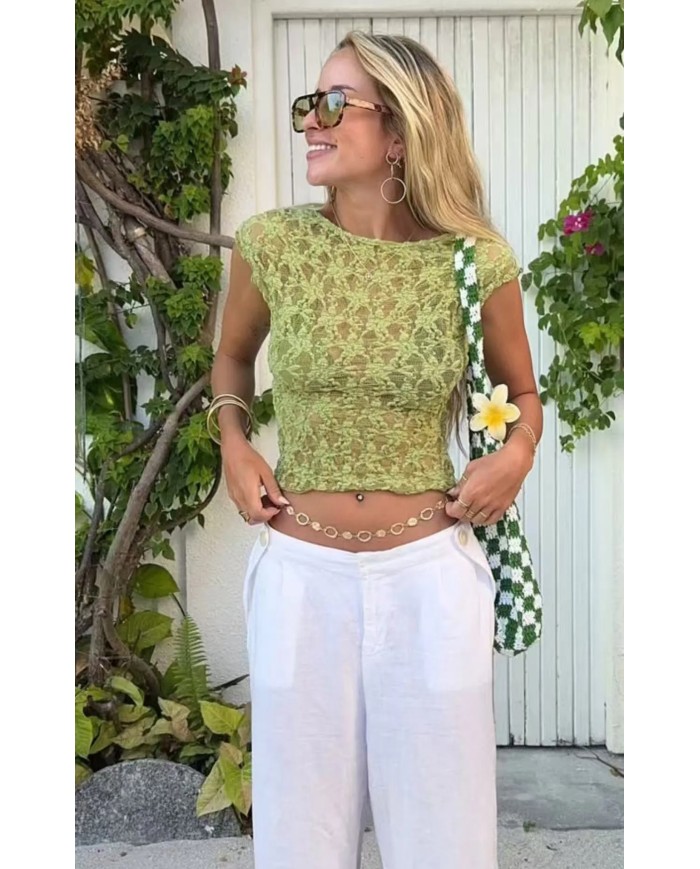 TOP EN DENTELLE GREEN