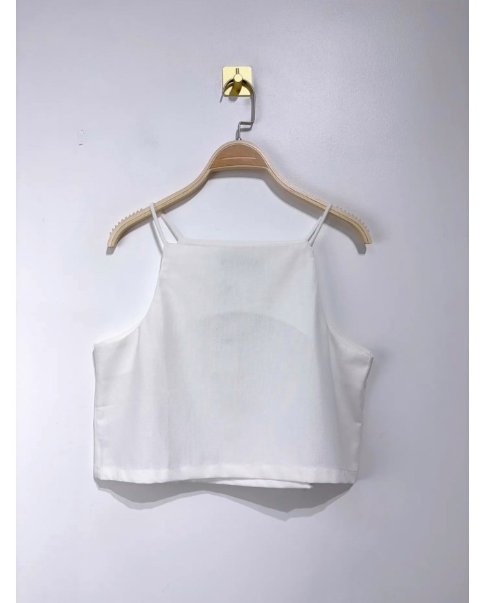 TOP EN LIN BLANC