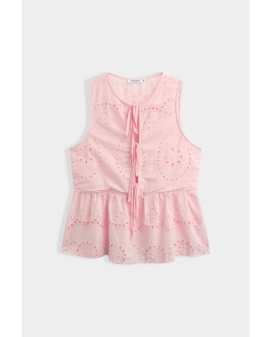TOP BRODERIE ANGLAISE ROSE