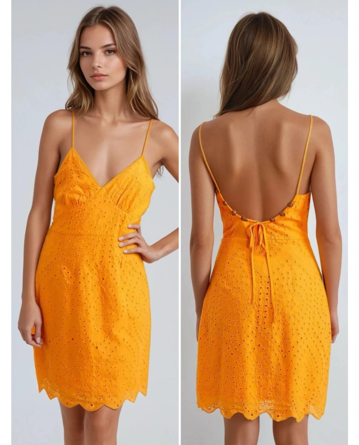 ROBE DOS NU PERLE ORANGE
