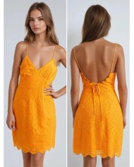 ROBE DOS NU PERLE ORANGE