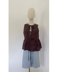 TOP BRODERIE ANGLAISE ROSE