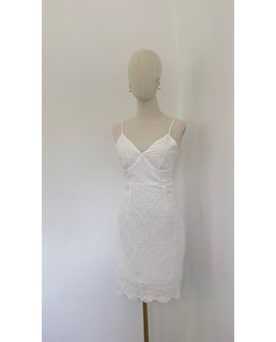 ROBE DOS NU PERLE BLANC