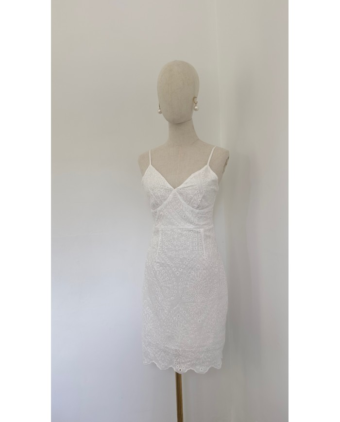 ROBE DOS NU PERLE BLANC