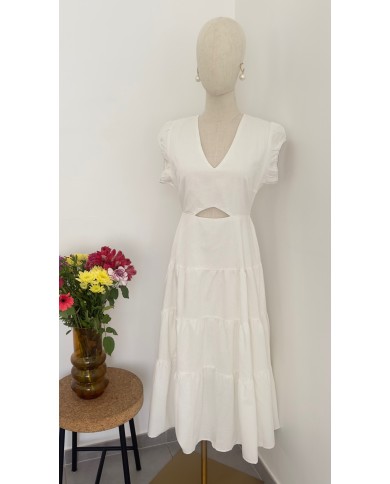 ROBE BLANCHE EN LIN DOS NU