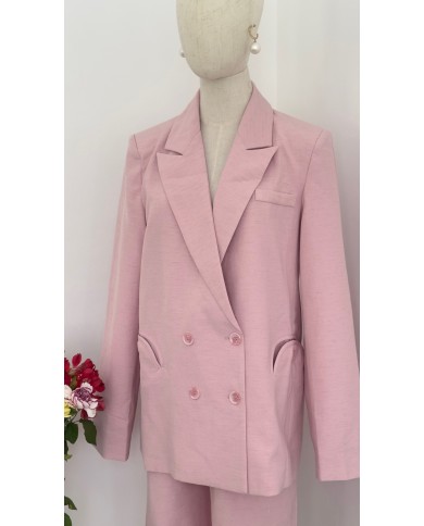 BLAZER ENSEMBLE CHIC EN LIN ROSE