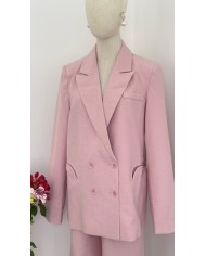 BLAZER ENSEMBLE CHIC EN LIN ROSE