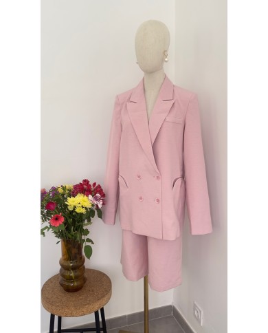 BLAZER ENSEMBLE CHIC EN LIN ROSE