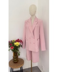 BLAZER ENSEMBLE CHIC EN LIN ROSE