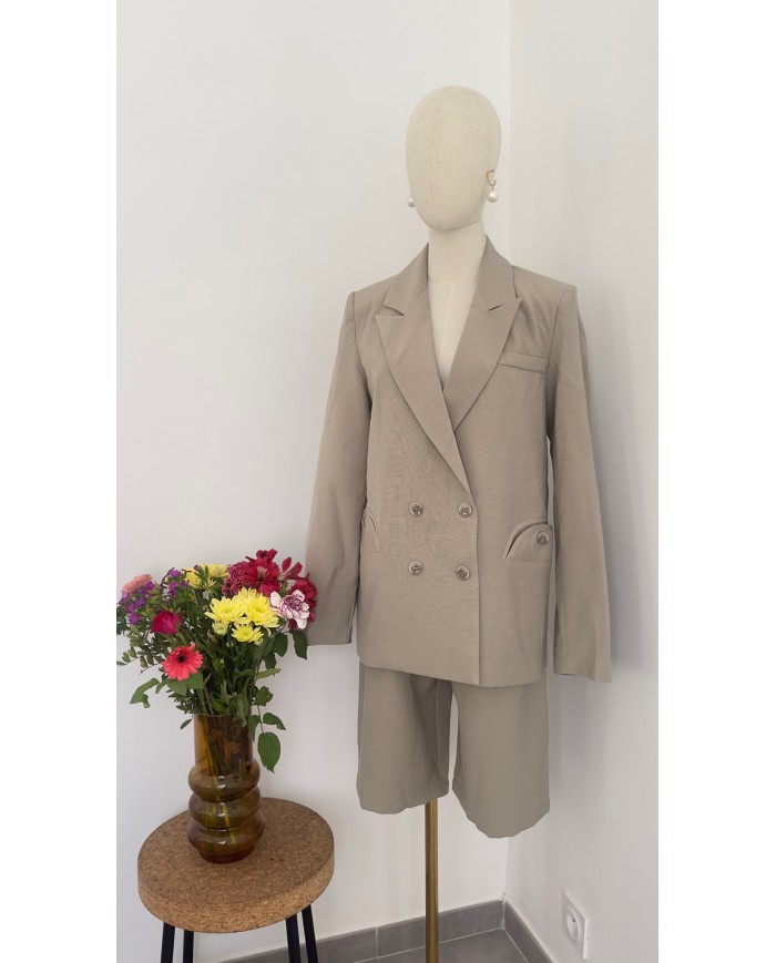 BLAZER ENSEMBLE CHIC EN LIN KAKI