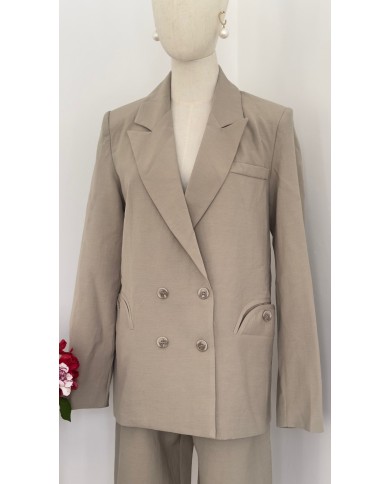BLAZER ENSEMBLE CHIC EN LIN KAKI