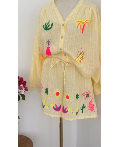 SHORT ENSEMBLE SUNNY TROPIC JAUNE