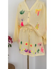 SHORT ENSEMBLE SUNNY TROPIC JAUNE