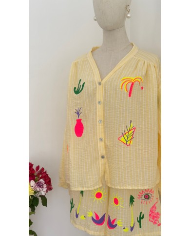 CHEMISE ENSEMBLE SUNNY TROPIC JAUNE
