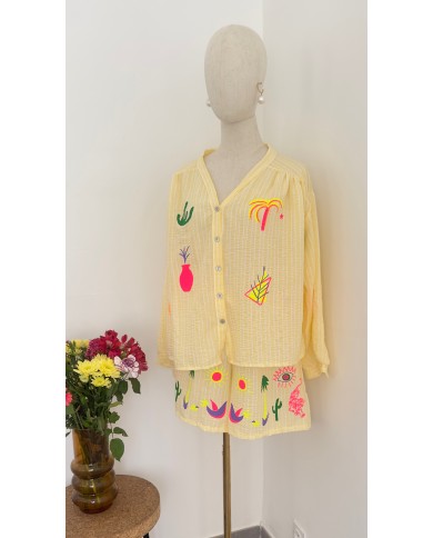 CHEMISE ENSEMBLE SUNNY TROPIC JAUNE
